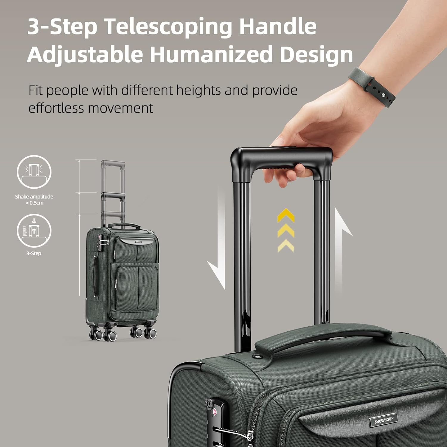 SHOWKOO Luggage Sets 3 Piece Softside Expandable Lightweight Durable Suitcase Sets Double Spinner Wheels TSA Lock Black (20in/24in/28in) - Image 5